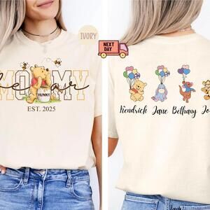 Mama Nana Gigi Daddy Grandma Bear Shirt, Mom Shirt, Kid Name Shirt 2 Sided